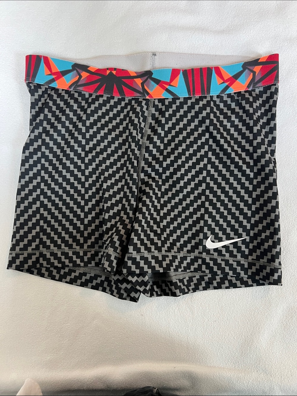 Nike Womens Black & Gray Geometric training shorts
